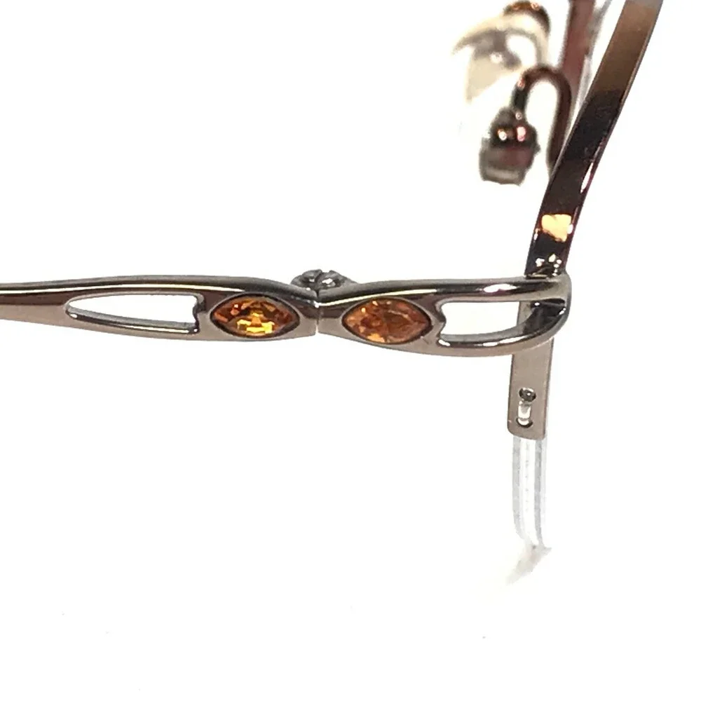 Moschino M3106-V-B 626 Eyeglasses Frames Gold Oval Bejeweled Half Rim 53-18-135